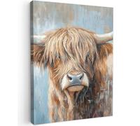 MuchoWow© Canvas Wall Art 12"x16" / 30x40 cm Decor Hanging Pictures for Living Room Canvus Artwork Deco Walls Scottish highlander - Animals - Cow - Street art