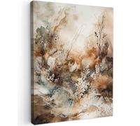 MuchoWow© Canvas Wall Art 12"x16" / 30x40 cm Decor Paintings Prints framed on Canvas Decorations Wallart Abstract - Beige - Paint - Art - Nature - Flowers