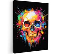 MuchoWow© Canvas Wall Art 12"x16" / 30x40 cm Decor Prints for Living Room Decorative Canvases Hall Artwork Skull - Graffiti - Death's Head - Colourful