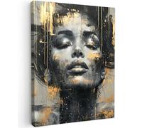 MuchoWow© Canvas Wall Art 12"x16" / 30x40 cm Decor Prints for Living Room Decorative Canvases Hall Artwork Woman - Art - Gold - Abstract - Glamour