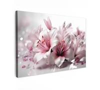 MuchoWow© Canvas Wall Art 12"x8" / 30x20 cm Decor Prints for Living Room Decorative Canvases Hall Artwork Flowers - Lily - Sakura - Pink - Nature