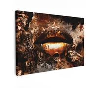 MuchoWow© Canvas Wall Art 12"x8" / 30x20 cm Home Decor Paintings for Living Room Decorations Gifts Hallway Gold - Lips - Art