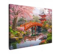 MuchoWow© Canvas Wall Art 16"x12" / 40x30 cm Decor Hanging Pictures for Living Room Canvus Artwork Deco Walls Japanese garden - Cherry blossom - Sakura trees - Japan