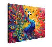 MuchoWow© Canvas Wall Art 16"x12" / 40x30 cm Decor Hanging Pictures for Living Room Canvus Artwork Deco Walls Peacock - Art - Painting - Peacock feathers