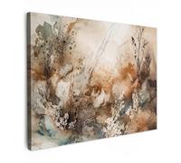 MuchoWow© Canvas Wall Art 16"x12" / 40x30 cm Decor Paintings Prints framed on Canvas Decorations Wallart Abstract - Beige - Paint - Art - Nature - Flowers