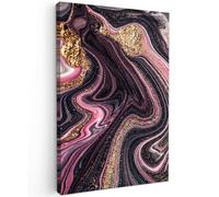 MuchoWow© Canvas Wall Art 16"x24" / 40x60 cm Decor Paintings Print framed on Canvas Pictures for Hallway Marble look - Pink - Purple - Gold - Luxury - Marble
