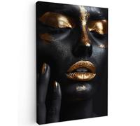 MuchoWow© Canvas Wall Art 16"x24" / 40x60 cm Decor Paintings Prints framed on Canvas Decorations Wallart Woman - Gold - Portrait - Luxury