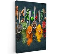 MuchoWow© Canvas Wall Art 16"x24" / 40x60 cm Decor Prints for Living Room Decorative Canvases Hall Artwork Herbs - Spices - Spoons