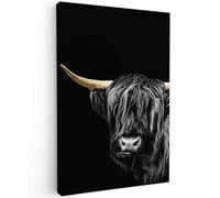 MuchoWow© Canvas Wall Art 16"x24" / 40x60 cm Home Decor Paintings for Living Room Decorations Gifts Hallway Scottish Highlander - Gold - Coat - Animals - Cow