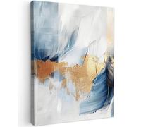 MuchoWow© Canvas Wall Art 20"x28" / 50x70 cm Decor Paintings Prints framed on Canvas Decorations Wallart Gold - Blue - Watercolour - Art - Modern