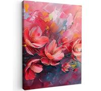 MuchoWow© Canvas Wall Art 20"x28" / 50x70 cm Decor Prints for Living Room Decorative Canvases Hall Artwork Flowers - Pink - Watercolour - Nature - Art