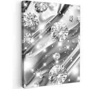 MuchoWow© Canvas Wall Art 20"x28" / 50x70 cm Home Decor Paintings for Living Room Decorations Gifts Hallway Abstract - Diamond - Luxury - Modern - Silver