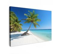 MuchoWow© Canvas Wall Art 24"x16" / 60x40 cm Decor Paintings Print framed on Canvas Pictures for Hallway Beach - Palm tree - Tropical - Sea