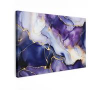 MuchoWow© Canvas Wall Art 24"x16" / 60x40 cm Decor Paintings Print framed on Canvas Pictures for Hallway Marble - Gold - Abstract - Luxury - Purple