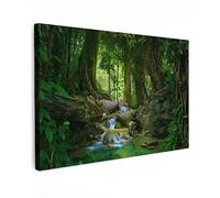 MuchoWow© Canvas Wall Art 24"x16" / 60x40 cm Decor Paintings Prints framed on Canvas Decorations Wallart Jungle - Stones - Water - Nature - Plants