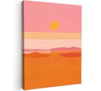 MuchoWow© Canvas Wall Art 24"x31" / 60x80 cm Decor Paintings Print framed on Canvas Pictures for Hallway Sun - Abstract - Landscape - Orange