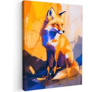 MuchoWow© Canvas Wall Art 24"x31" / 60x80 cm Decor Paintings Print framed on Canvas Pictures for Hallway Fox - Orange - Shapes - Abstract