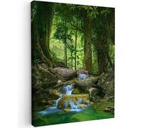 MuchoWow© Canvas Wall Art 24"x31" / 60x80 cm Decor Paintings Prints framed on Canvas Decorations Wallart Jungle - Stones - Water - Nature - Plants