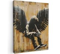 MuchoWow© Canvas Wall Art 24"x31" / 60x80 cm Decor Paintings Prints framed on Canvas Decorations Wallart Graffiti - Art - Wings - Street art - Banksy