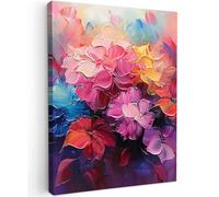 MuchoWow© Canvas Wall Art 24"x31" / 60x80 cm Home Decor Paintings for Living Room Decorations Gifts Hallway Flowers - Pink - Watercolour - Art