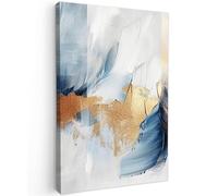 MuchoWow© Canvas Wall Art 24"x35" / 60x90 cm Decor Paintings Prints framed on Canvas Decorations Wallart Gold - Blue - Watercolour - Art - Modern