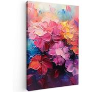 MuchoWow© Canvas Wall Art 24"x35" / 60x90 cm Home Decor Paintings for Living Room Decorations Gifts Hallway Flowers - Pink - Watercolour - Art