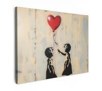 MuchoWow© Canvas Wall Art 28"x20" / 70x50 cm Decor Paintings Prints framed on Canvas Decorations Wallart Street art - Banksy - Balloon - Graffiti - Retro
