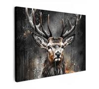 MuchoWow© Canvas Wall Art 28"x20" / 70x50 cm Decor Prints for Living Room Decorative Canvases Hall Artwork Deer - Black - Animal - Deer Head