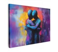 MuchoWow© Canvas Wall Art 28"x20" / 70x50 cm Decor Prints for Living Room Decorative Canvases Hall Artwork Embrace - Bodies - Purple