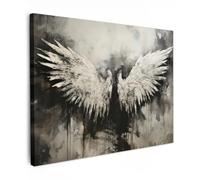 MuchoWow© Canvas Wall Art 28"x20" / 70x50 cm Home Decor Paintings for Living Room Decorations Gifts Hallway Angel - Wings - Black - White