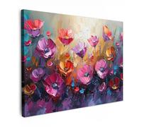 MuchoWow© Canvas Wall Art 31"x24" / 80x60 cm Decor Hanging Pictures for Living Room Canvus Artwork Deco Walls Flowers - Botanical - Art - Pink - Nature