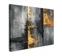 MuchoWow© Canvas Wall Art 31"x24" / 80x60 cm Decor Hanging Pictures for Living Room Canvus Artwork Deco Walls Modern - Art - Gold - Black - Luxury