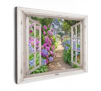 MuchoWow© Canvas Wall Art 31"x24" / 80x60 cm Decor Hanging Pictures for Living Room Canvus Artwork Deco Walls Hydrangea - See-through - Flowers - Summer - Purple - Path