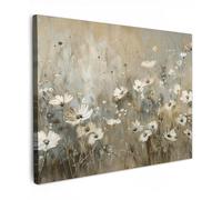 MuchoWow© Canvas Wall Art 31"x24" / 80x60 cm Decor Paintings Print framed on Canvas Pictures for Hallway Flowers - White - Nature - Gray - Modern