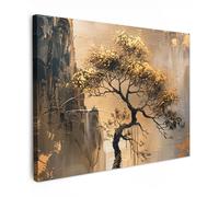 MuchoWow© Canvas Wall Art 31"x24" / 80x60 cm Decor Paintings Prints framed on Canvas Decorations Wallart Art - Tree - Gold - Modern