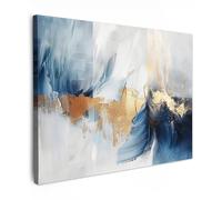 MuchoWow© Canvas Wall Art 31"x24" / 80x60 cm Decor Paintings Prints framed on Canvas Decorations Wallart Gold - Blue - Watercolour - Art - Modern