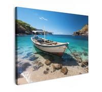 MuchoWow© Canvas Wall Art 31"x24" / 80x60 cm Decor Paintings Prints framed on Canvas Decorations Wallart Boat - Water - Maritime - Mountains - Nature