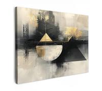 MuchoWow© Canvas Wall Art 31"x24" / 80x60 cm Home Decor Paintings for Living Room Decorations Gifts Hallway Art - Modern - Luxury - Gold - Black