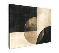 MuchoWow© Canvas Wall Art 31"x24" / 80x60 cm Home Decor Paintings for Living Room Decorations Gifts Hallway Abstract - Circles - Black - Gold