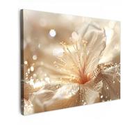 MuchoWow© Canvas Wall Art 31"x24" / 80x60 cm Home Decor Paintings for Living Room Decorations Gifts Hallway Flower - White - Glitter - Gold - Modern