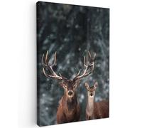 MuchoWow© Canvas Wall Art 31"x47" / 80x120 cm Decor Prints for Living Room Decorative Canvases Hall Artwork Deer - Animals - Winter - Antlers - Snow - Nature