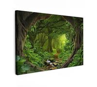 MuchoWow© Canvas Wall Art 35"x24" / 90x60 cm Decor Paintings Print framed on Canvas Pictures for Hallway Jungle - Green - Nature - Tropical - Plants