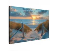 MuchoWow© Canvas Wall Art 35"x24" / 90x60 cm Decor Paintings Print framed on Canvas Pictures for Hallway Sunset - Beach - Nature - Sea - Summer