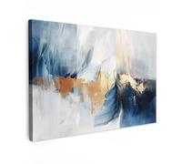MuchoWow© Canvas Wall Art 35"x24" / 90x60 cm Decor Paintings Prints framed on Canvas Decorations Wallart Gold - Blue - Watercolour - Art - Modern