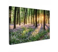 MuchoWow© Canvas Wall Art 35"x24" / 90x60 cm Decor Paintings Prints framed on Canvas Decorations Wallart Forest - Nature - Flowers - Sun - Tree - Purple