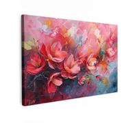 MuchoWow© Canvas Wall Art 35"x24" / 90x60 cm Decor Prints for Living Room Decorative Canvases Hall Artwork Flowers - Pink - Watercolour - Nature - Art