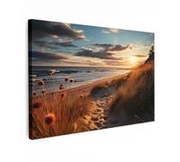 MuchoWow© Canvas Wall Art 35"x24" / 90x60 cm Decor Prints for Living Room Decorative Canvases Hall Artwork Beach - Sunset - Dunes - Sea - Sand