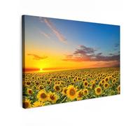 MuchoWow© Canvas Wall Art 35"x24" / 90x60 cm Decor Prints for Living Room Decorative Canvases Hall Artwork Flowers - Sunflower - Sunset - Night - Orange
