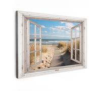 MuchoWow© Canvas Wall Art 35"x24" / 90x60 cm Decor Prints for Living Room Decorative Canvases Hall Artwork Window - Sea - Coast - Nature - vista - Beach - Wadden Sea