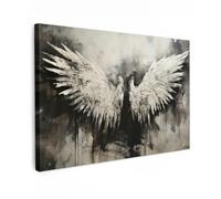 MuchoWow© Canvas Wall Art 35"x24" / 90x60 cm Home Decor Paintings for Living Room Decorations Gifts Hallway Angel - Wings - Black - White